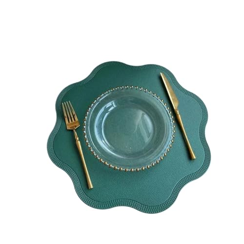ZNJAMN Isolierunterlage FüR Geschirr 4 stücke Kunstleder Tischset Blumenform Wasserdicht Esstisch Isolierunterlage Weihnachten Home Dekoration Geschirrmatte FüR Geschirr(Green) von ZNJAMN