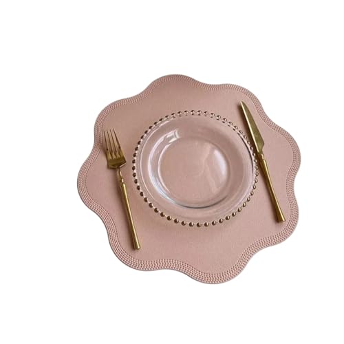 ZNJAMN Isolierunterlage FüR Geschirr 4 stücke Kunstleder Tischset Blumenform Wasserdicht Esstisch Isolierunterlage Weihnachten Home Dekoration Geschirrmatte FüR Geschirr(Pink) von ZNJAMN