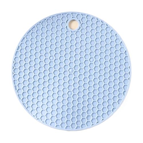 ZNJAMN Isolierunterlage FüR Geschirr 4 stücke Runde Silikon Tischset Extra Dicke Offene Dosen Waben Heißer Pad Kaffee Tasse Coaster Kreative Küche Topflappen S/L FüR Geschirr(Blue,L-17CM) von ZNJAMN