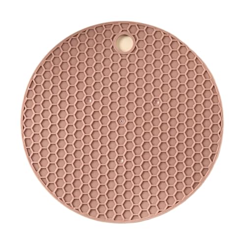 ZNJAMN Isolierunterlage FüR Geschirr 4 stücke Runde Silikon Tischset Extra Dicke Offene Dosen Waben Heißer Pad Kaffee Tasse Coaster Kreative Küche Topflappen S/L FüR Geschirr(Brown,L-17CM) von ZNJAMN