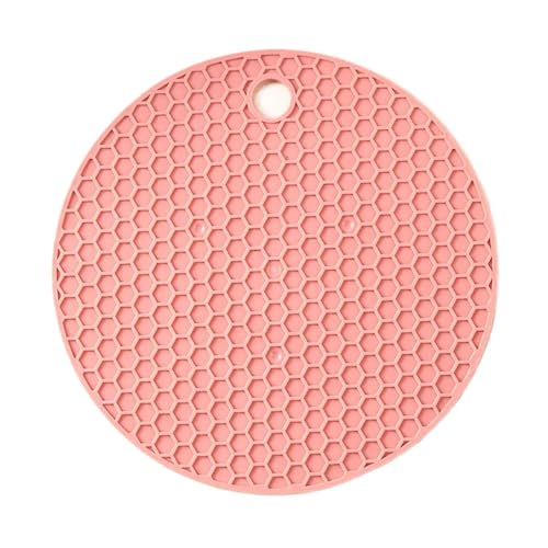 ZNJAMN Isolierunterlage FüR Geschirr 4 stücke Runde Silikon Tischset Extra Dicke Offene Dosen Waben Heißer Pad Kaffee Tasse Coaster Kreative Küche Topflappen S/L FüR Geschirr(Pink,L-17CM) von ZNJAMN
