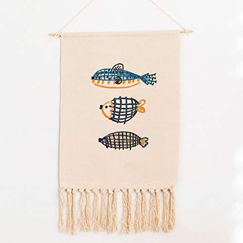 ZNKZJ Aztekische Makramee Wandbehang Wandteppich Boho Chic gewebte Wandteppiche Baumwolle Leinen Hand Quaste Banner Gesunder Druck Wandkunst DéCor,A-50x70cm von ZNKZJ