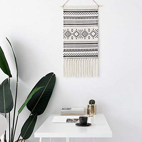 ZNKZJ Aztekische Makramee Wandteppich böhmischen Stil handgemachte gewebte Quaste Wandbehang aus natürlicher Baumwolle Leinen Banner perfekte Wand Blanke Kunst Schlafzimmer zu schmücken,J-50X70CM von ZNKZJ
