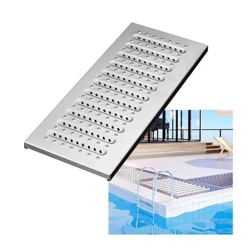 201 Edelstahl-Entwässerungsgitter, 0,05 Zoll Dicke Abflussgitterabdeckung Für Garten, Hof, Gehweg, Garage, Auffahrt(22.8x3.9x0.98in) von ZNQNDSR