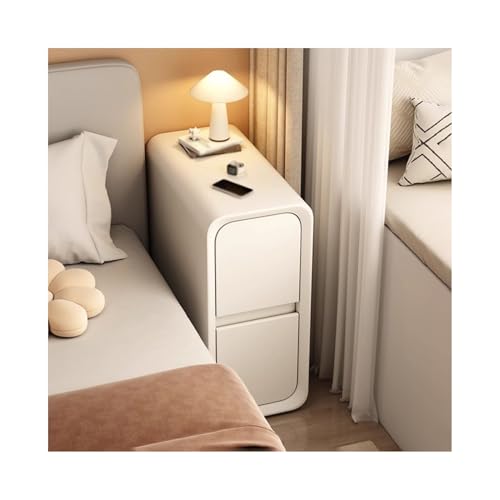 ZNQNDSR beistelltisch Schlanker Schmaler Nachttisch Mit 2 Schubladen, Massivholz-Nachttisch Für Schlafzimmer, Sofa, Wohnheim, Kleine Räume(White,9x15x19in) von ZNQNDSR