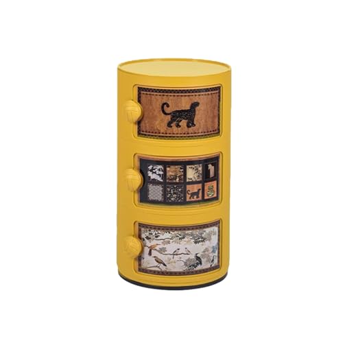 ZNQNDSR beistelltisch Schmaler Nachttisch Aus Kunststoff Mit Schiebetür, Moderner Nachttisch Für Schlafzimmer, Sofa, Wohnheim Und Kleine Räume(Earthy Yellow) von ZNQNDSR