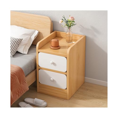 ZNQNDSR beistelltisch Schmaler Nachttisch Aus Massivholz Mit 2 Schubladen, Moderner, Schlanker Nachttisch Für Schlafzimmer, Wohnzimmer, Wohnheim(Wood Color,13.8x15.7x19in) von ZNQNDSR
