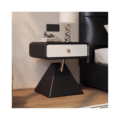 ZNQNDSR beistelltisch Schmaler Nachttisch Aus Massivholz Mit Metallgestell, Schmaler Nachttisch Für Schlafzimmer, Sofa, Wohnheim Und Kleine Räume(Black+White,19x15x19) von ZNQNDSR