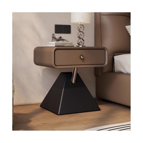 ZNQNDSR beistelltisch Schmaler Nachttisch Aus Massivholz Mit Metallgestell, Schmaler Nachttisch Für Schlafzimmer, Sofa, Wohnheim Und Kleine Räume(Brown,17x15x19) von ZNQNDSR