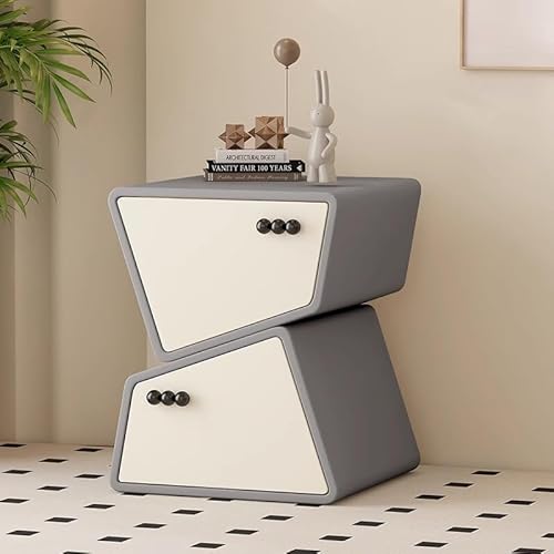 ZNQNDSR beistelltisch Schmaler Nachttisch Aus Massivholz Mit Vollständig Umwickeltem Leder, Nachttisch Mit Schubladen Für Schlafzimmer, Wohnzimmer, Wohnheim(Light Gray,15x15x19) von ZNQNDSR