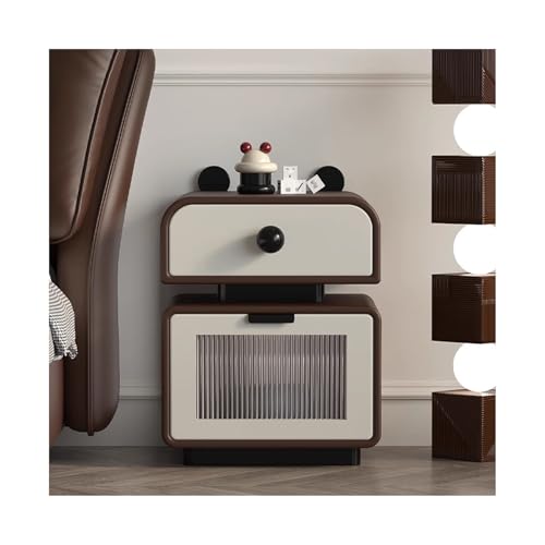 ZNQNDSR beistelltisch Schmaler Nachttisch Mit 2 Schubladen, 19" Hoher Nachttisch Aus Massivholz Für Schlafzimmer, Sofa, Wohnheim, Kleine Räume(Dark Brown,15x15x19) von ZNQNDSR