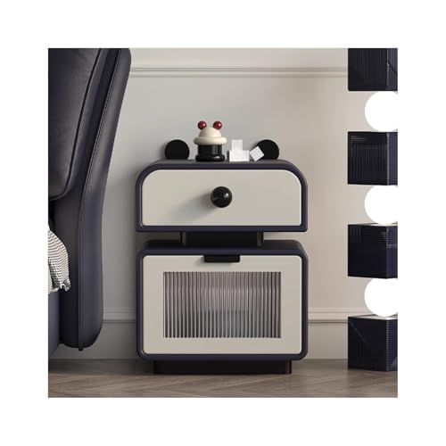 ZNQNDSR beistelltisch Schmaler Nachttisch Mit 2 Schubladen, 19" Hoher Nachttisch Aus Massivholz Für Schlafzimmer, Sofa, Wohnheim, Kleine Räume(Dark Gray,11x15x19) von ZNQNDSR