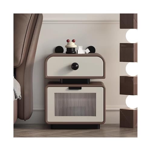 ZNQNDSR beistelltisch Schmaler Nachttisch Mit 2 Schubladen, 19" Hoher Nachttisch Aus Massivholz Für Schlafzimmer, Sofa, Wohnheim, Kleine Räume(Light Brown,15x15x19) von ZNQNDSR