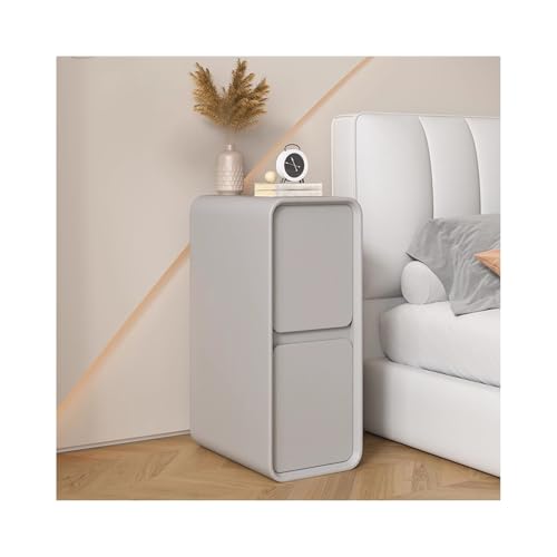 ZNQNDSR beistelltisch Schmaler Nachttisch Mit 2 Schubladen Aus Massivem Holz, Schmaler Nachttisch Für Schlafzimmer, Wohnzimmer, Wohnheim(Gray,7x15x18in) von ZNQNDSR