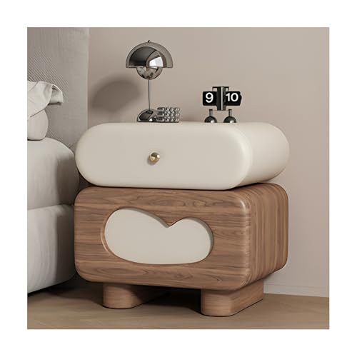 ZNQNDSR beistelltisch Schmaler Nachttisch Mit Schubladen, Dünner Nachttisch Aus Holz Mit Vollständig Umwickeltem Leder Für Kleine Räume Im Schlafzimmer, Sofa, Wohnheim(Brown,17x15x19) von ZNQNDSR