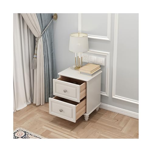 ZNQNDSR beistelltisch Schmaler Nachttisch Mit Stabilen Tischbeinen, Nachttisch Mit 2 Schubladen Für Schlafzimmer, Wohnzimmer, Wohnheim(White,7x15x19) von ZNQNDSR