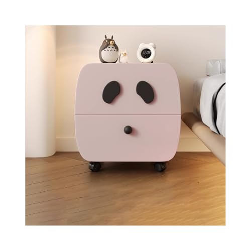 ZNQNDSR beistelltisch Schmaler Nachttisch Mit Universalrädern, Moderner Nachttisch Mit Vollständig Umwickeltem Leder Für Schlafzimmer Und Wohnheim(Pink,19x15x18) von ZNQNDSR