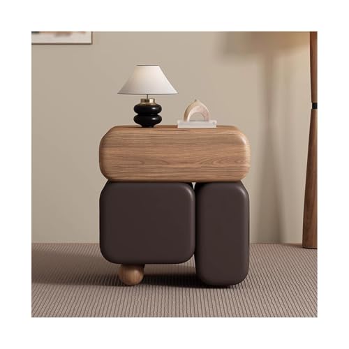 ZNQNDSR beistelltisch Schmaler Nachttisch Mit Vollständig Umwickeltem Leder, Nachttisch Mit Schubladen Für Schlafzimmer, Sofa, Wohnheim, Kleine Räume(Dark Brown,19x15x19) von ZNQNDSR