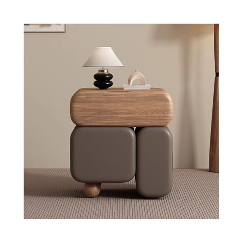 ZNQNDSR beistelltisch Schmaler Nachttisch Mit Vollständig Umwickeltem Leder, Nachttisch Mit Schubladen Für Schlafzimmer, Sofa, Wohnheim, Kleine Räume(Light Brown,17x15x19) von ZNQNDSR