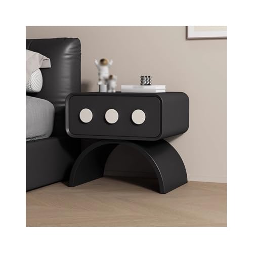 ZNQNDSR beistelltisch Schmaler Nachttisch Mit Vollständig Umwickeltem Leder, Schmaler Nachttisch Mit Schubladen Für Schlafzimmer, Wohnzimmer, Wohnheim(Black,19x15x18) von ZNQNDSR