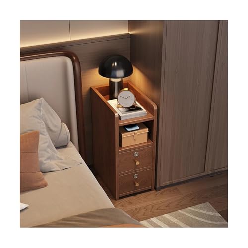 ZNQNDSR beistelltisch Schmaler Nachttisch aus Massivholz mit Schubladen, moderner, schlanker Nachttisch für Schlafzimmer, Sofa, Wohnheim, kleine Räume(11x15x23) von ZNQNDSR