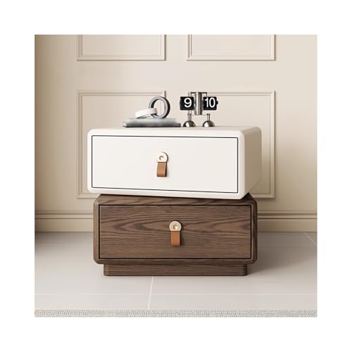 ZNQNDSR beistelltisch Vollständig Umwickelter Schmaler Nachttisch Aus Leder, Massivholz, Nachttisch Mit Schubladen Für Schlafzimmer, Wohnzimmer, Wohnheim(Brown,17x15x18) von ZNQNDSR