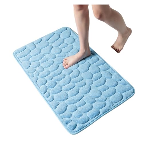 ZNTIHZ 1 Stück, Badematte mit Kopfsteinpflasterprägung, rutschfeste Teppiche im Waschbecken, Badewannen-Seitenbodenteppich, Duschraum-Fußmatte, Memory Foam-Pad Für Dusche, Badewannen(Blue 2) von ZNTIHZ