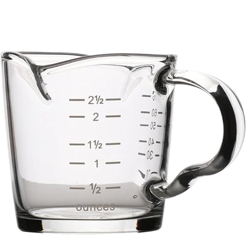 ZNTIHZ 2 Stück 70 ml Glas-Messbecher, Küchen-Clip-Kaffee-Doppelmundbecher, Milchbecher Für Die Kaffeezubereitung von ZNTIHZ