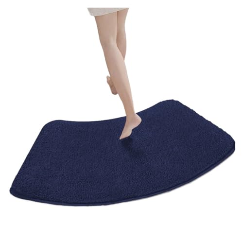 ZNTIHZ Einfarbige, verdickte, pelzige, gewölbte Duschraum-Saugmatte, weiche Fell-Fußmatte, Badezimmermatte, halbrunde, rutschfeste Matte Für Dusche, Badewannen(Blue) von ZNTIHZ