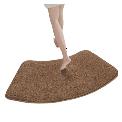 ZNTIHZ Einfarbige, verdickte, pelzige, gewölbte Duschraum-Saugmatte, weiche Fell-Fußmatte, Badezimmermatte, halbrunde, rutschfeste Matte Für Dusche, Badewannen(Brown) von ZNTIHZ