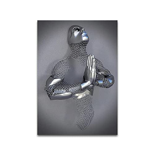 ZNYB Bilder Kunstdrucke Auf Leinwand Nordic Paare Metallfigur Skulptur Wandkunst Leinwand Malerei Liebe Kunst Statue Poster Druck Wandbild für Wohnzimmer Dekor von ZNYB