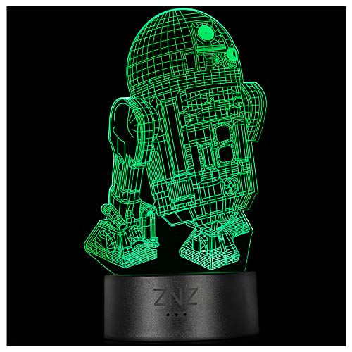 ZNZ 3D Lampe, LED Illusion Led Nachtlicht, 16 Farbwechsel 3 Modell mit Remote & Smart Touch Lampe Weihnachts Geschenke für Kinder Männer Frauen (5-R2D2) von ZNZ