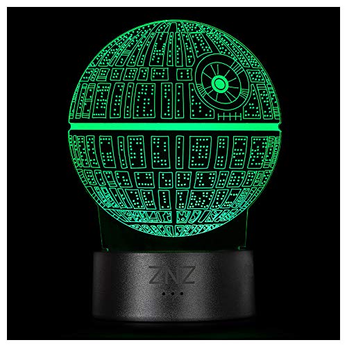 ZNZ 3D Lampe, LED Illusion Led Nachtlicht, 16 Farbwechsel 3 Modell mit Remote & Smart Touch Lampe Weihnachts Geschenke für Kinder Männer Frauen (6-Death Star) von ZNZ