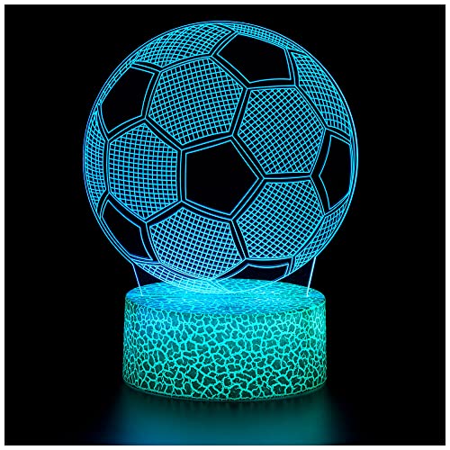 ZNZ Fußball 3D Lampe, LED Illusion Nachtlicht, 16 Farbwechsel 4 Models mit Remote & Smart Touch Stimmungslichter, Nachttischlampe fussball Geschenke für Männer Mädchen Jungen Kinder von ZNZ