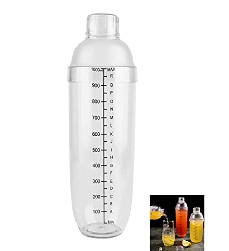 ZNZNANG Cocktailshaker aus Kunststoff Manueller Shaker mit Skala Boba Teekanne Kunststoff-Cocktail-Shaker (1000CC / 33oz) von ZNZNANG