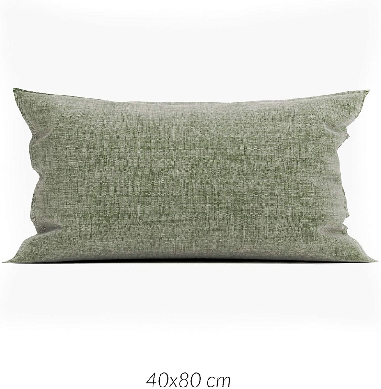 2 Stück Zo! Home Cotton Kissenbezüge 40x80 Lino Army green moosgrün meliert uni von ZO! HOME