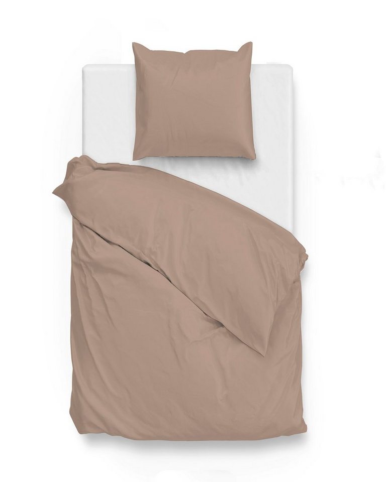 ZO HOME Bettwäsche Satinado 1 140x220cm + 1 Kopfkissen 60x70cm Mako-Satin Praline Brow, Bettbezug Kopfkissenbezug Set kuschelig weich hochwertig von ZO HOME