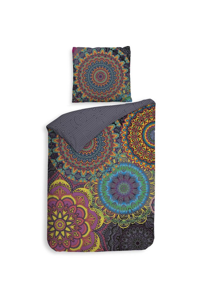 ZO HOME Bettwäsche ZO!Home, Baumwolle, 3 teilig, Kolibri, bunte Mandalas auf grauem Hintergrund ZO HOME Bettwäsche ZO!Home, Baumwolle, 3 teilig, Kolibri, bunte Mandalas auf grauem Hintergrund von ZO HOME