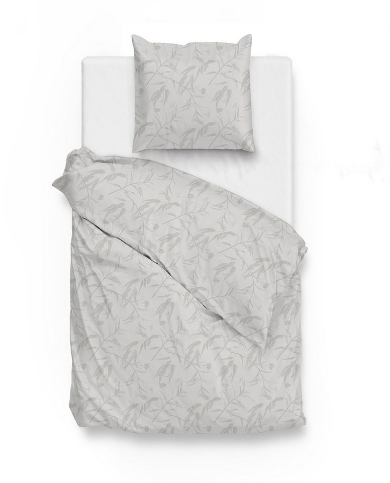 ZO HOME Bettwäsche Zo! Home Mako-Satin Bettwäsche 200x200 Fiori di Satinado Ash Grey, Mako-Satin, 3 teilig von ZO HOME