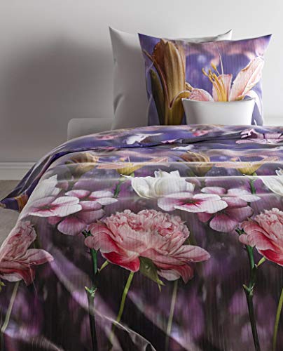 ZO! HOME Satin Bettwäsche 135x200 cm Dona Purple große Blüten Blumen lila von ZO! HOME