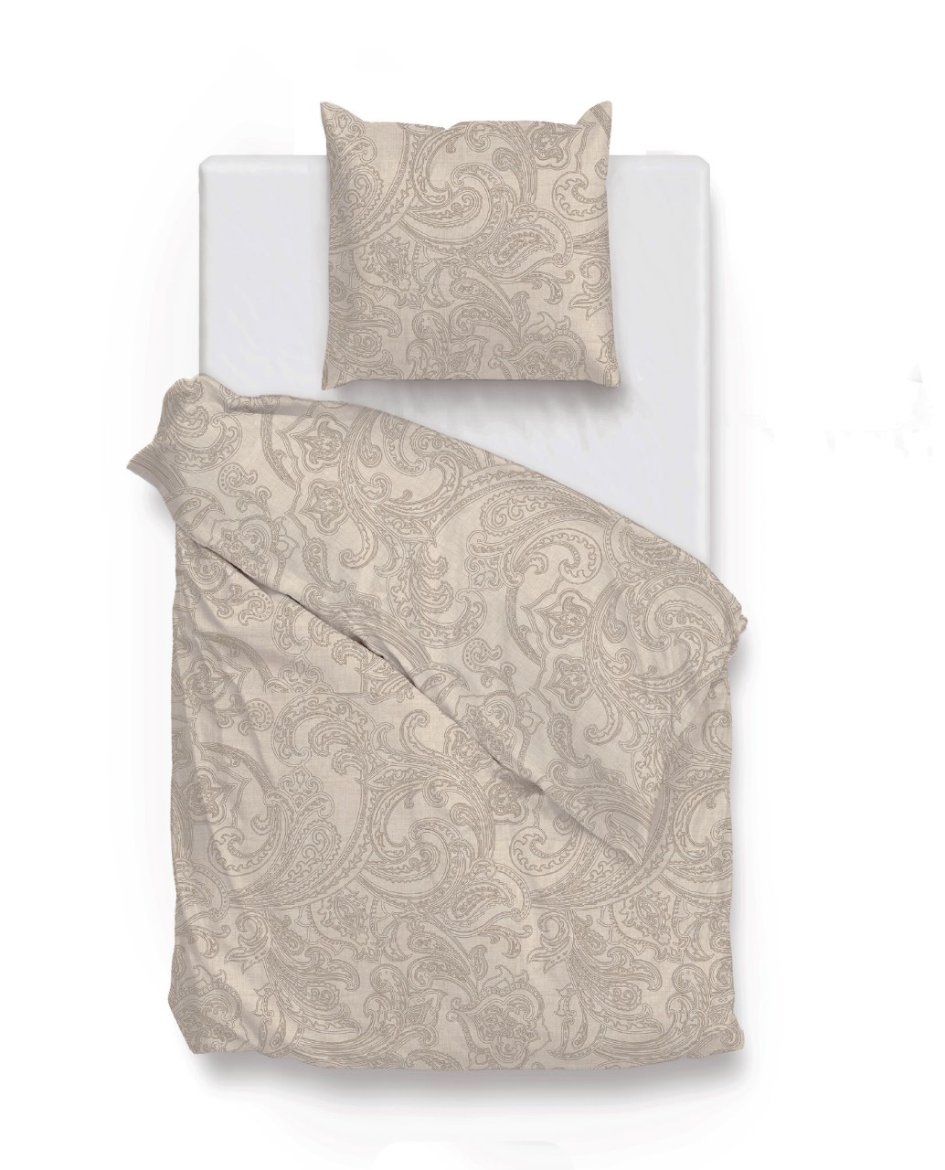 Zo! Home Cotton Bettwäsche 135x200 Paisley di Lino Sandy beige natur meliert von ZO! HOME