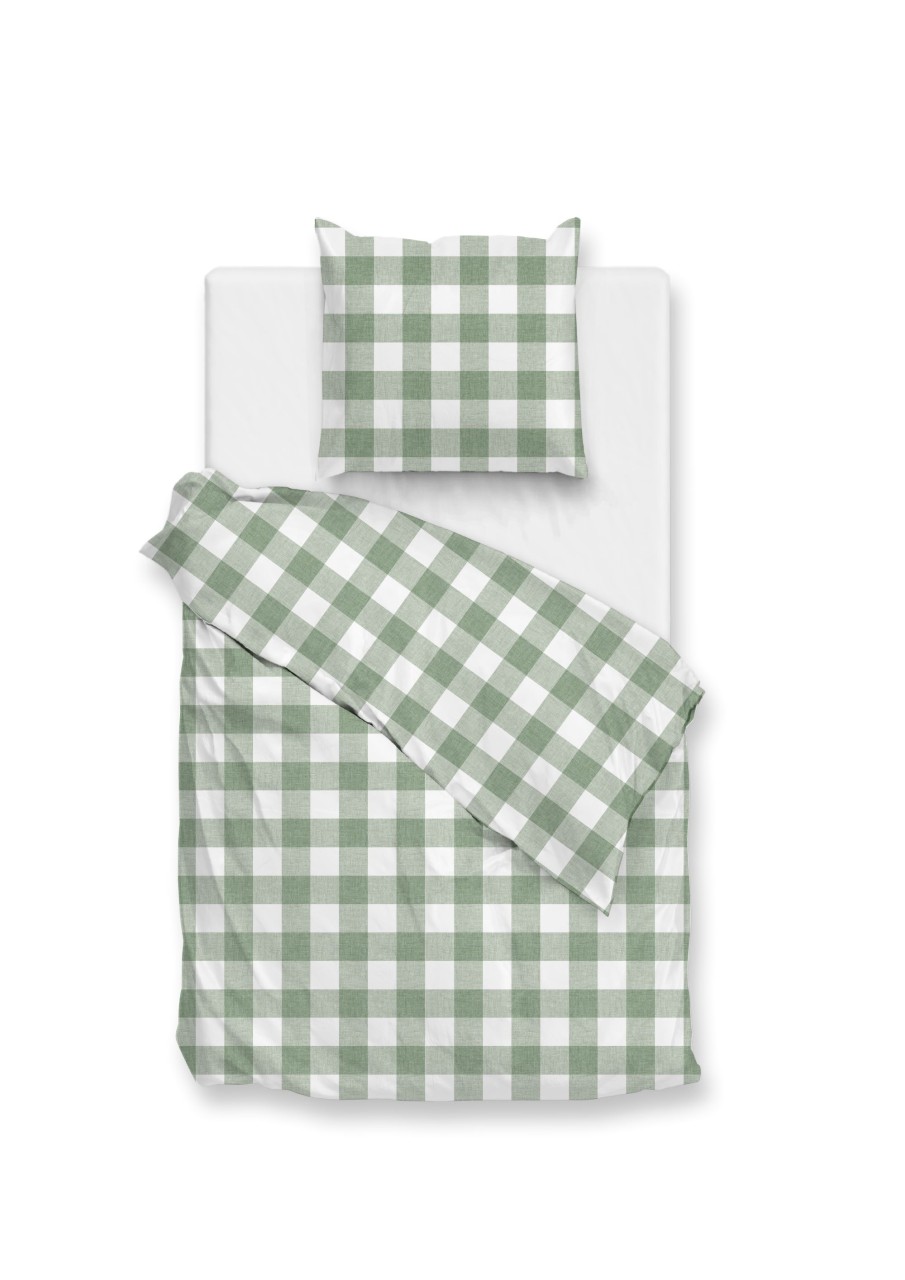 Zo! Home Cotton Bettwäsche 155x220 Quattro di Lino Moss Green grün weiß kariert von ZO! HOME