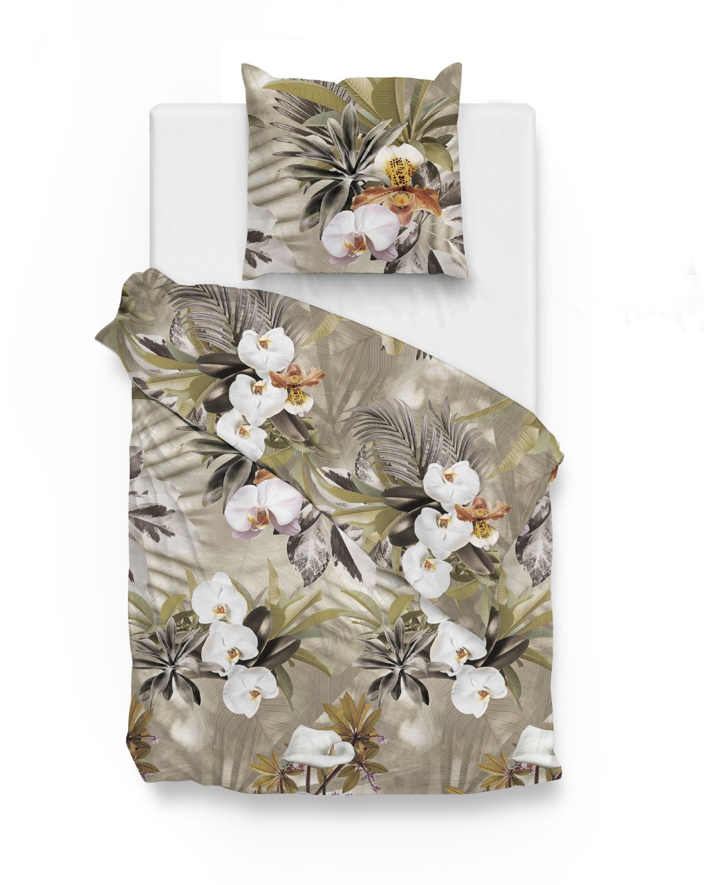 Zo! Home Cotton Bettwäsche 155x220 Valerie green Orchidee Blüten Bätter Sommer von ZO! HOME