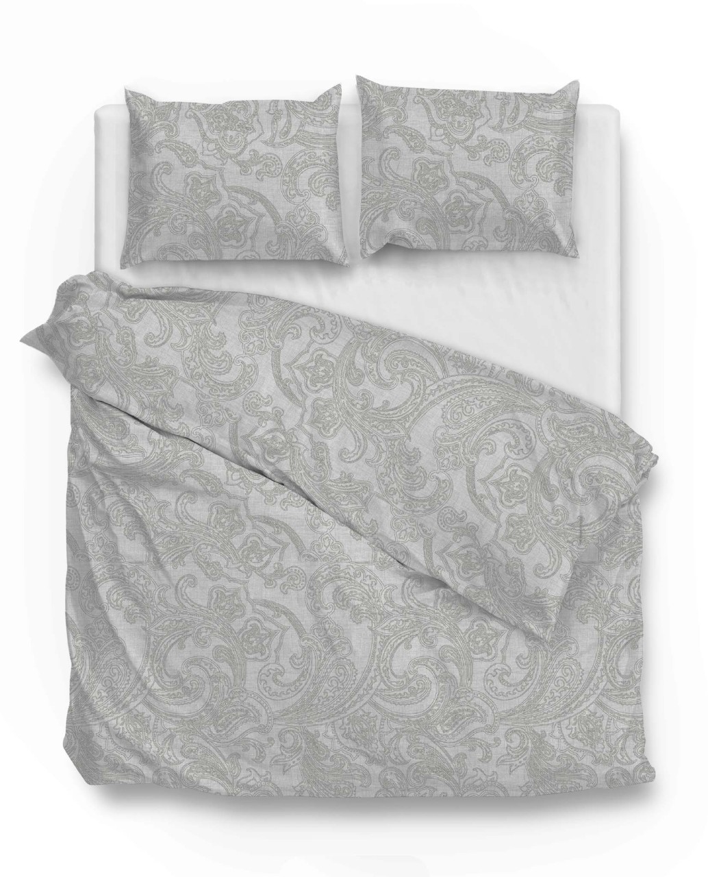 Zo! Home Cotton Bettwäsche 200x200 Paisley di Lino Dove grey silber grau meliert von ZO! HOME