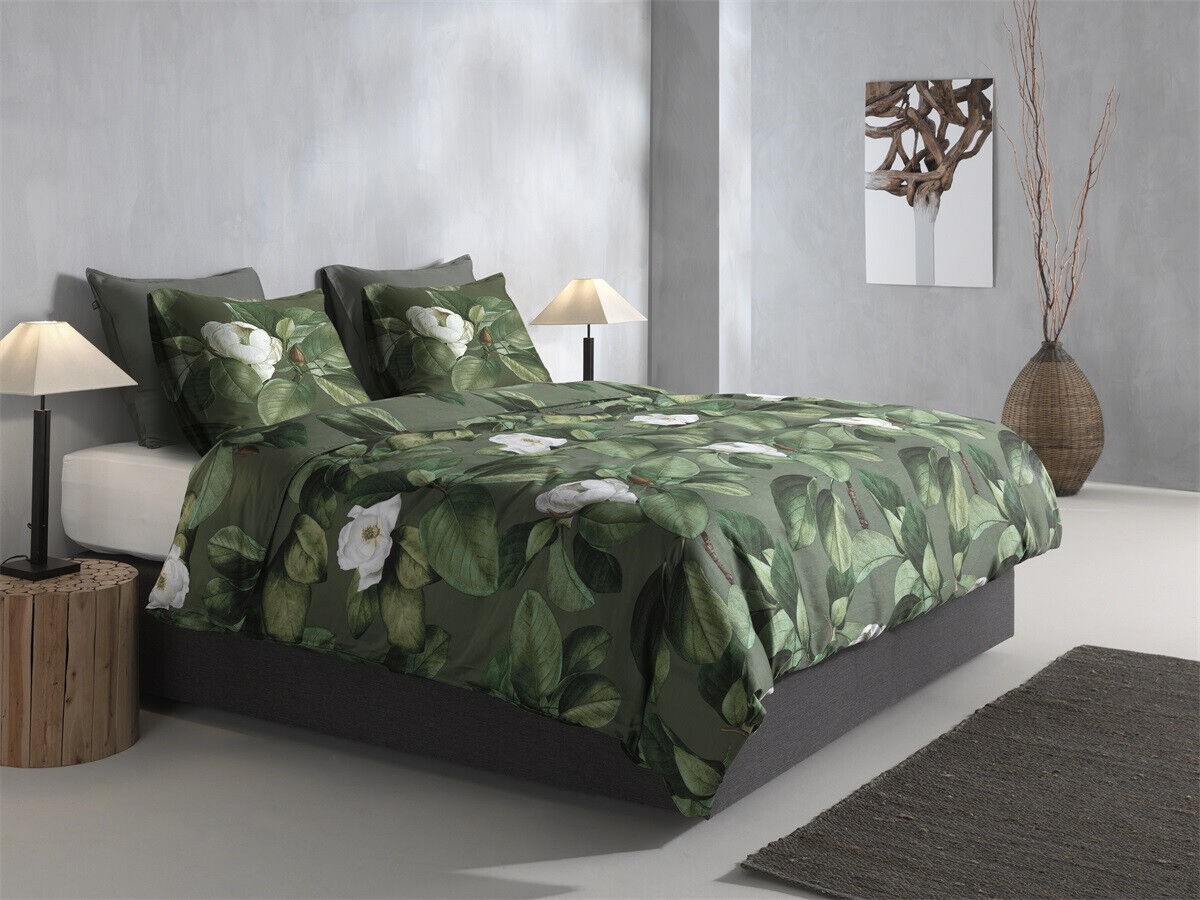 Zo! Home Mako-Satin Bettwäsche 155x220 Kelly green Blätter Blumen grün von ZO! HOME