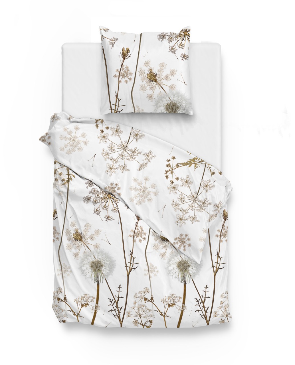 Zo! Home Mako-Satin Bettwäsche 155x220 cm Willa White Blumen Natur braun weiß von ZO! HOME