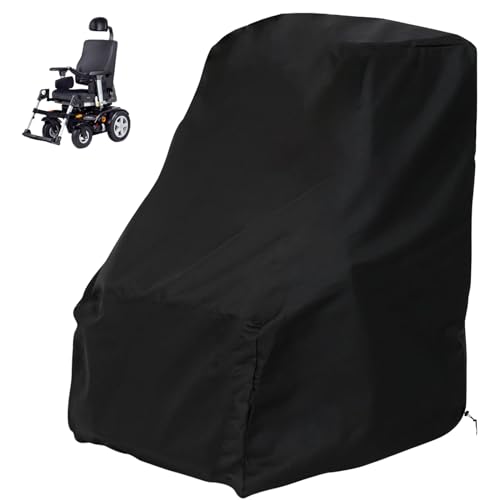 Rollstuhl Abdeckung Staubdichte, Schutzhülle für Rollstuhl mit Kordelzug und Velcro Strips,Abdeckhaube Rollstuhl Wasserdicht,Rollstuhl Abdeckplane 210D Oxford-Stoff (75*100*100cm,Schwarz) von ZOALXZNT