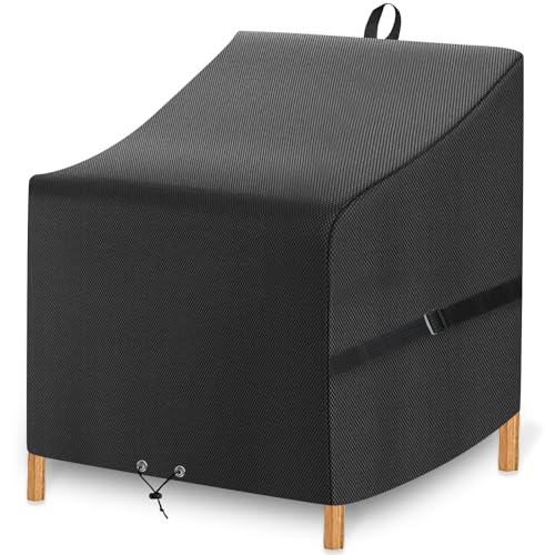 ZOALXZNT Gartenstuhl Abdeckung Wasserdicht, Schutzhülle Gartenstühle mit Kordelzug, Gartenstühle Abdeckhaube Anti-Uv, Gartenstühle Abdeckplane 420D Oxford-Stoff (68 * 68 * 80/120cm,Schwarz) von ZOALXZNT