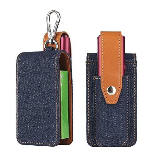 ZOANCC Ledertasche kompatibel für IQOS 4 ILUMA ONE/IQOS Multi, schützende E-Zigaretten-Hülle, elektronische Zigarette, Aufbewahrungstasche, tragbare Tasche, Schutzbox (Denim Dunkelblau) von ZOANCC