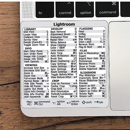 ZOANCC 1 Stück Tastatur-Shortcut-Aufkleber, Selbstklebende Tastatur-Shortcut-Aufkleber, Selbstklebende Referenz-Shortcut-Tastensymbole für PC, Desktop, Laptop (für Lightroom) von ZOANCC